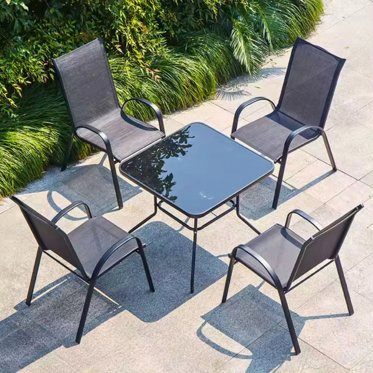 כסא סלינג לגינה ולמרפסת בצבע שחור - Image 7