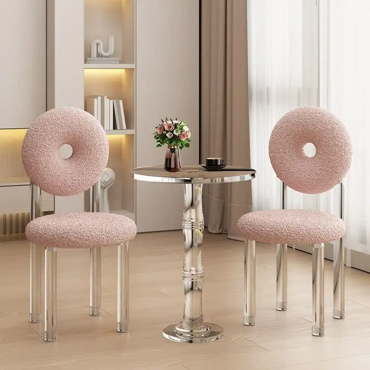 כסא בוקלה בעיצוב ייחודי בצבע ורוד דגם לורן - Image 8