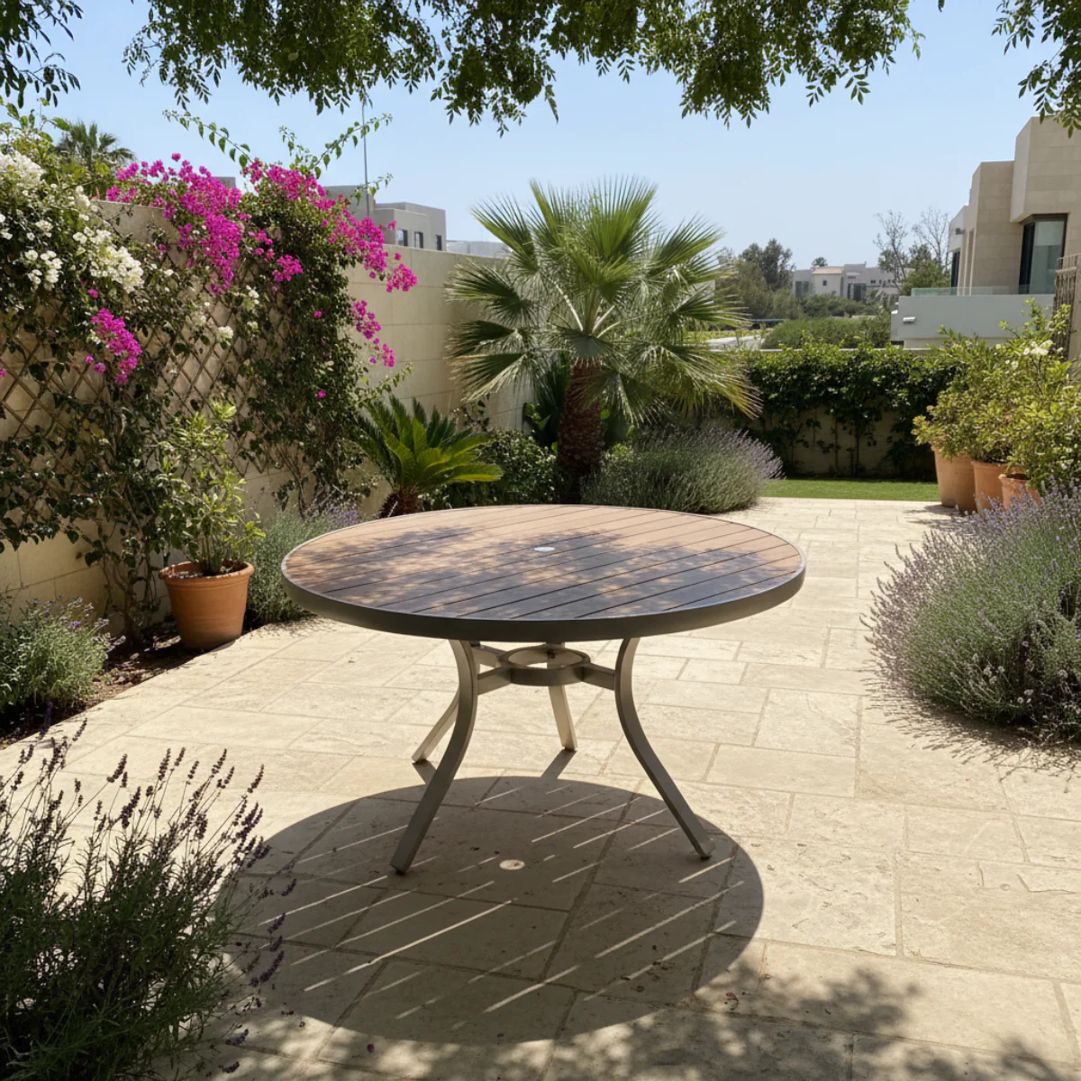 שולחן אלומיניום עגול איכותי לגינה ולמרפסת קוטר 130 ס"מ דגם פריז - Image 5
